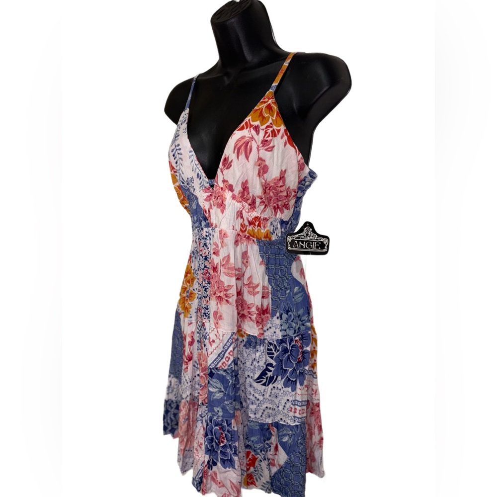 Floral Patchwork Spaghetti-Strap Above the knee S… - image 3